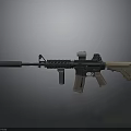 Modern Tactical Assault Rifle With Black Tan Finish Scope And Magazine