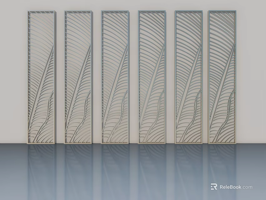 Six Casement Windows With Feather Pattern Neatly Arranged On Light Wall And Smooth Floor 3d model 