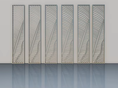 Six Casement Windows With Feather Pattern Neatly Arranged On Light Wall And Smooth Floor 3d model