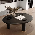 Mid-ancient oval coffee table 3d model