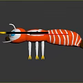 Vibrant Character Moth Creature With Red Striped Body And Yellow Eye Patterned Wings