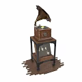 Vintage Wooden Phonograph Classic Electrical Appliance With Horn Speaker And Stand Design
