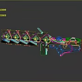 Futuristic Sci-Fi Weapon 3D Model With Metallic Parts Green Energy Core And Multiple Barrels