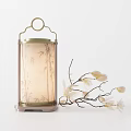 Elegant Chinese Style Table Lamp With Bamboo Pattern Metal Frame And Decorative Flower Branch