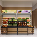 Modern Cozy Fruit Store Interior Design With Neat Fresh Fruit Shelves And Marble Checkout Counter