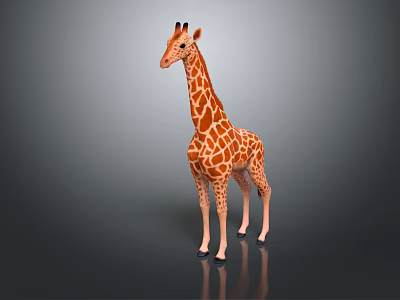 Giraffe With Brown And White Spots Standing On Gray Smooth Surface 3d model