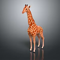 Giraffe With Brown And White Spots Standing On Gray Smooth Surface 3d model