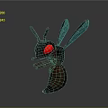 Detailed 3D Ant Model With Red Eyes And Green Wings On Dark Background
