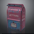 Pink And Blue US Mail Letterbox With Pull Down Feature And Letters Label