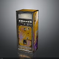 Vintage Artistic Vending Machine With Orange Purple Graffiti And Transparent Glass Door