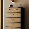 Elegant Wooden Chest of Drawers With Metal Handles And Vintage Clock On Top