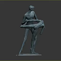 Game and Movie Character Sculpture Bronze Colored Figure Holding Partner in Dynamic Artistic Pose Design