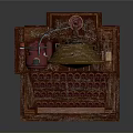 Vintage Typewriter As Daily Living Essential With Red Keys Wooden Body And Green Screen Design
