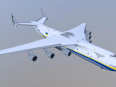 White And Blue Large Passenger Plane With Multiple Engines And Fuselage Design 3d model