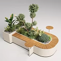 Modern Outdoor Leisure Chair with Wooden Seating Green Plants and Small Round Table