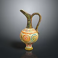 Traditional Ceramic Decorative Jug With Colorful Spiral Patterns And Long Spout