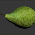 Fresh Green Pear With Spots And Stem On Gray Background Surface 3d model