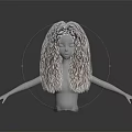 Realistic White Anatomical Torso Mannequin With Long Brown Curly Hair Wig