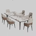 Modern Luxury Dining Table Interior Design With Marble Tabletop And Sleek Chairs 3d model