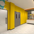 School Modern Student Space With Colorful Walls Geometric Patterns Hello Go Signage And Bench Seating