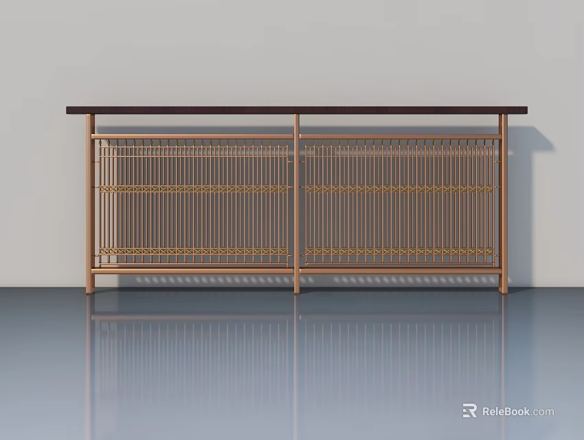 Modern Interior Swing Doors With Metal Frame And Vertical Slat Design 3d model