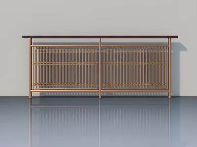 Modern Interior Swing Doors With Metal Frame And Vertical Slat Design 3d model