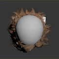 White Human Head Model With Brown Wavy Hair Wig Isolated On Dark Background