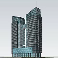 Modern High Rise Office Building With Glass Facade And Entrance Design