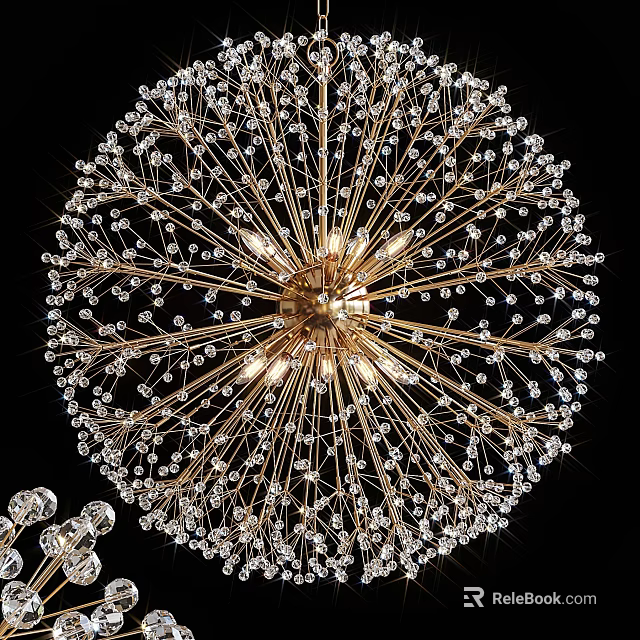 Luxury Sparkling Crystal Chandelier With Gold Radiant Frame And Modern Design 3d model 