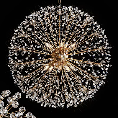 Luxury Sparkling Crystal Chandelier With Gold Radiant Frame And Modern Design 3d model