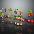Assorted Fresh Fruits Display With Leaves Vines And Vibrant Colors