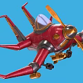 Red Cosmic Space Aircraft With Propeller And Transparent Cockpit Design