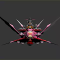 Pink Sci Fi Spaceship Model With Multiple White Wings And EAGLE Text Futuristic Design 3d model