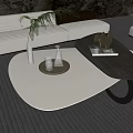 Modern Black And White Coffee Table With Tray Decorative Sculpture And Potted Plant Near Sofa