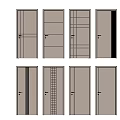 Modern Interior Hinged Doors With Various Panel Designs And Light Tones 3d model