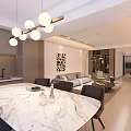 Modern Minimalist Living And Dining Room With Smart TV And Warm Ambient Home Interior Design