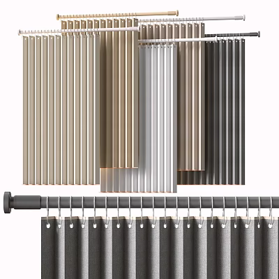 Bathroom Shower Curtains With Rod And Track In Multiple Colors 3d model