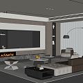 Modern Italian Style Living Room Italian Style Light Luxury Living Room Advanced Grey Living Room Leather Sofa Sofa Coffee Table Combination TV Background Wall Cross Hall Leisure Chair Floor Lamp 3d model