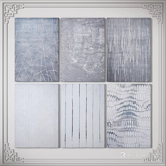 Square Carpets With Various Gray Textures And Modern Pattern Designs 3d model