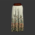 Elegant Long Skirt With Red Top White Body And Colorful Floral Pattern