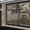 Large Window Blinds In Modern Interior Offering Garden View And Outdoor Trees With Wooden Floor