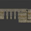 Antique Stone Wall Structure With Multiple Arched Openings And Weathered Masonry 3d model