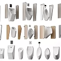 Modern Bathroom Fixtures Collection Featuring Toilets Urinals Sinks And Wooden Panels