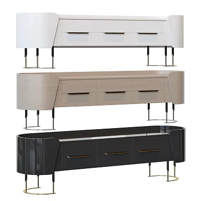 Modern TV Stand Design with Multiple Drawers and Metal Legs in Various Colors 3d model