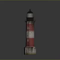 Nautical Style Lighthouse Inspired Decorative Furniture With Red White Stripes And Black Top