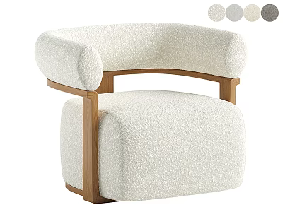 Modern Plush Accent Chair With Wooden Frame And Multiple Color Options 3d model