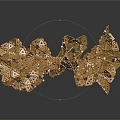 Organ and Hair Golden Complex Structure with Hollow Design Glossy Texture and Reflective Effect