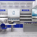 JINGTONG Store With Cosmetics On Shelves Blue Silver Decor And Display Screens
