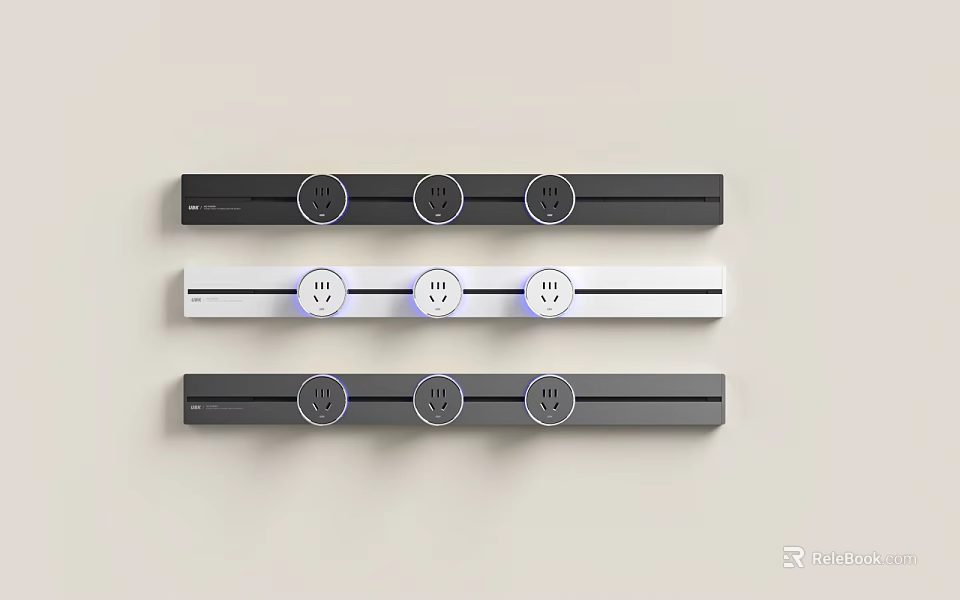 Three Strip Kitchen Appliances With Control Knobs In Black And White 3d model 