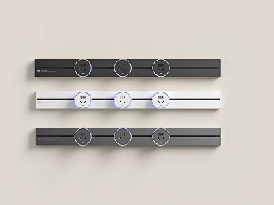 Three Strip Kitchen Appliances With Control Knobs In Black And White 3d model
